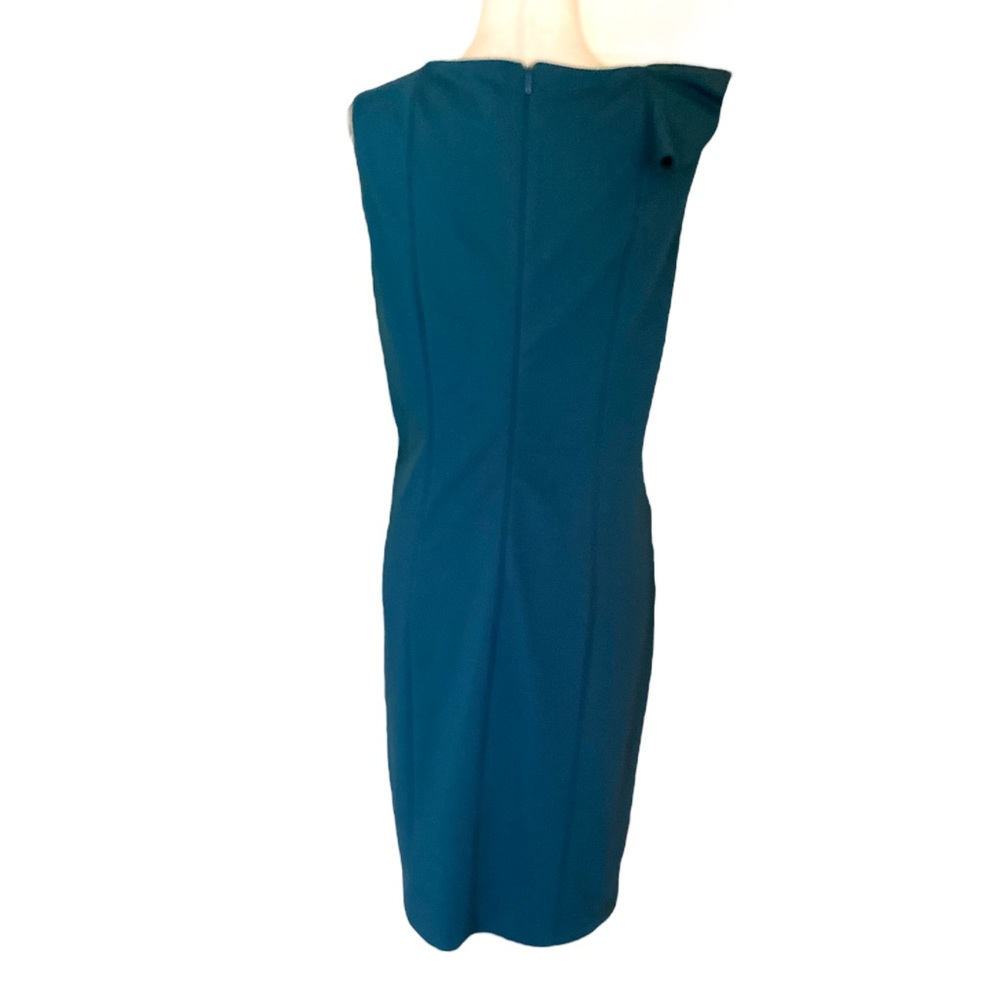 NWT Adrienne Vittadini Ponte Knit Ruffle Sheath Dress in Carolina Teal - 12 - Picture 5 of 12